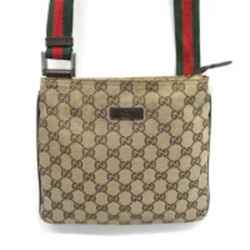 Gucci Shoulder Bag GG Canvas Leather Sherry Brown